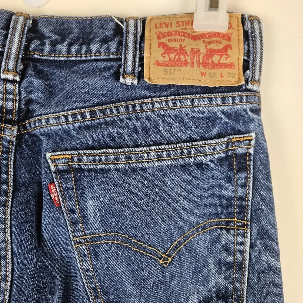Levi's 517 Bootcut Jeans Men's 32x32 100% Cotton Blue Denim Cowboy Western